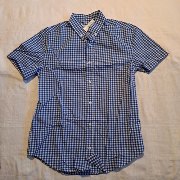 Crewcuts boys size 14 blue gingham button down shirt, blud and white, NWT - Picture 1 of 6